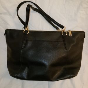 Black pebble leather coach carry all